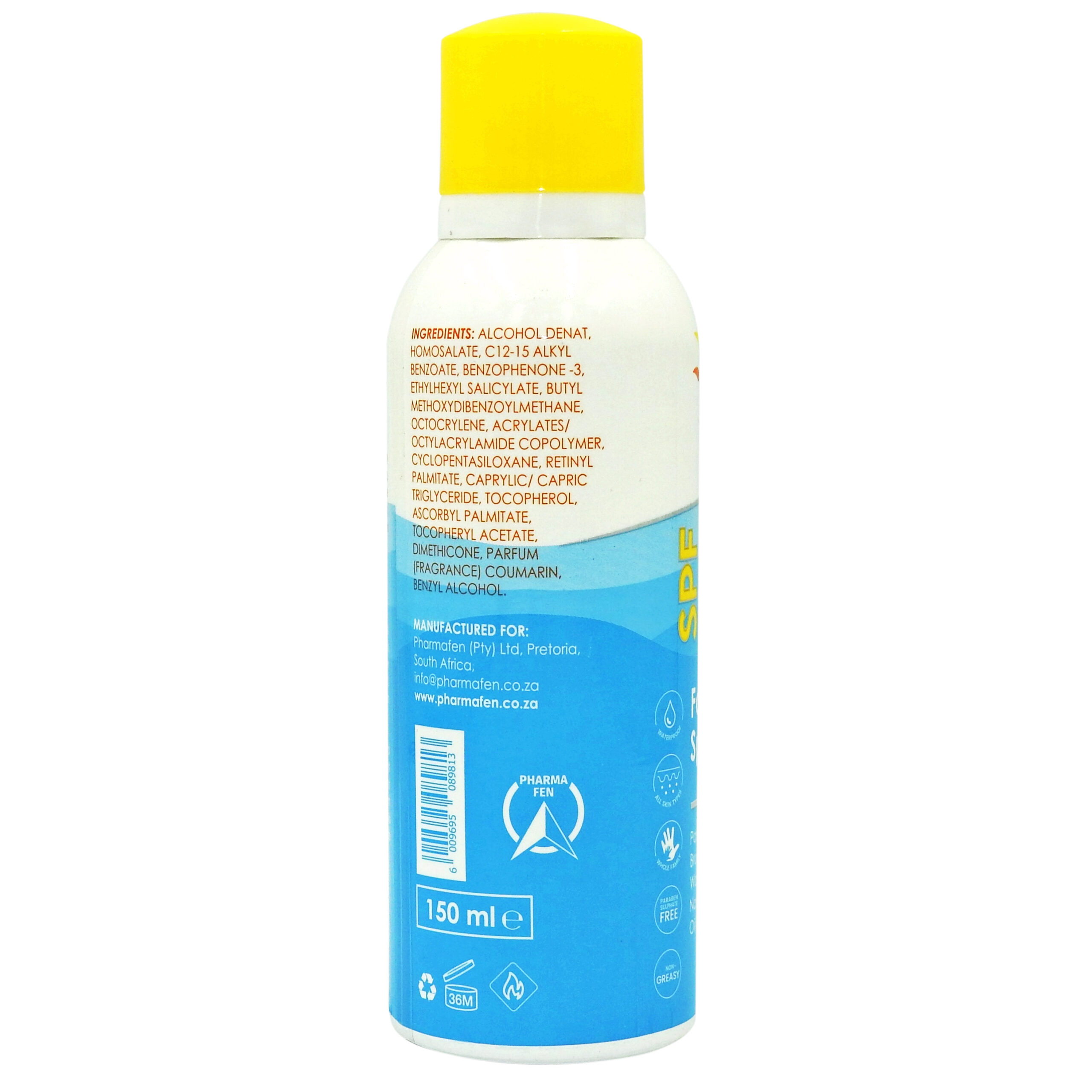 Pharmasun SPF50 spray 150ml angle 1 copy