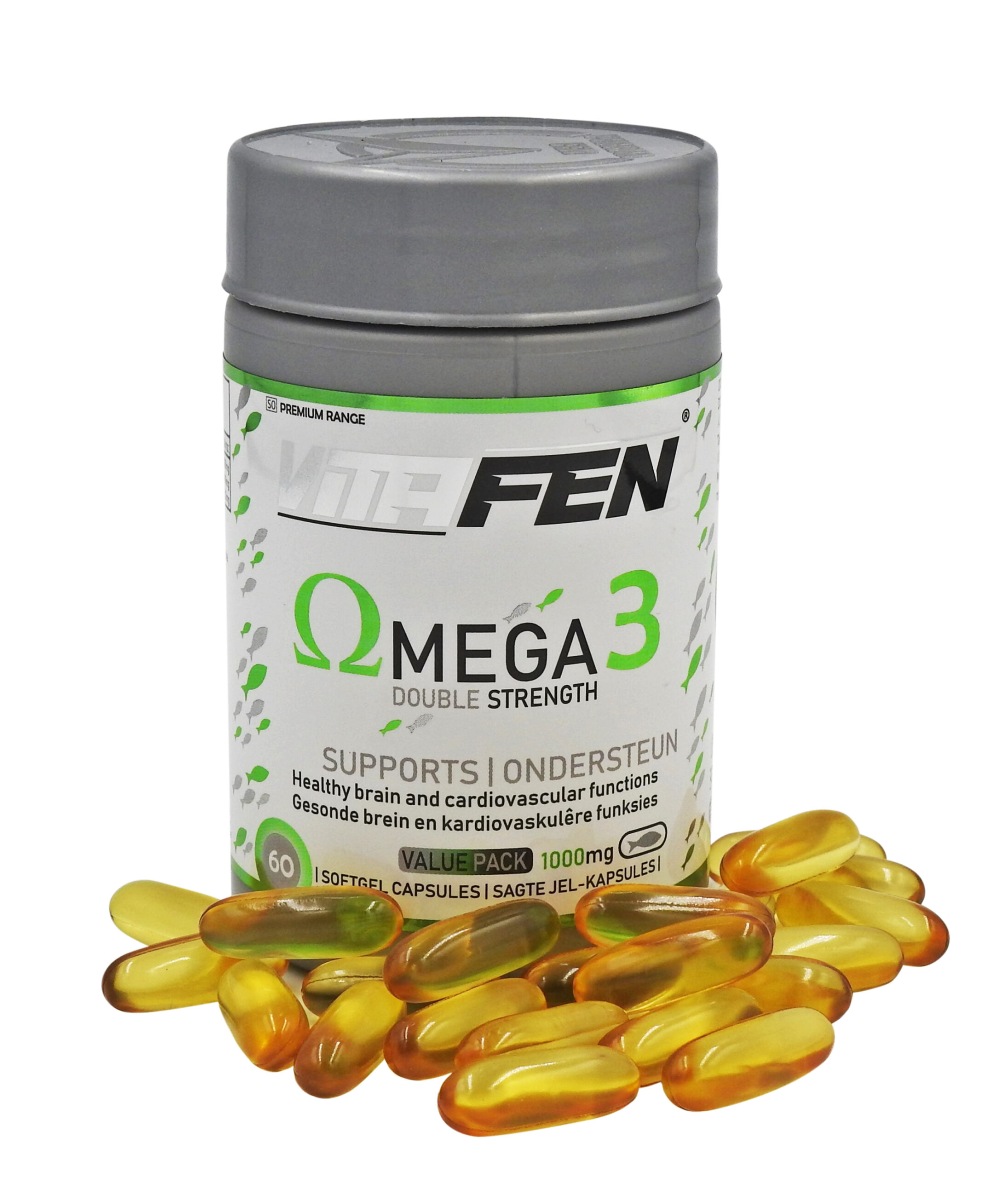 Vitafen Omega 3 Front 01 with softgels 60s copy